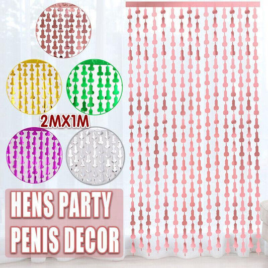 Metallic Tinsel Curtain 2m x 1m Hens Party Backdrop Foil Fringe Hanging Decor - Purple