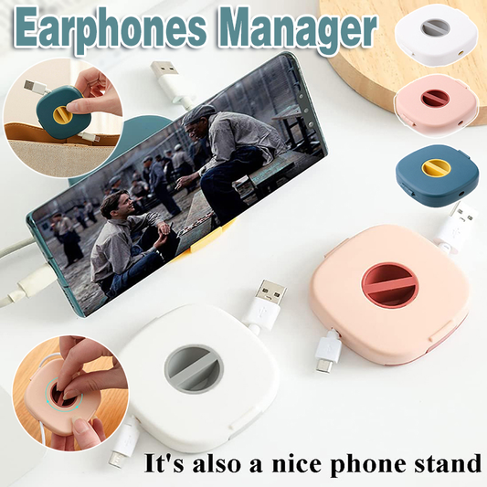 Case Cord Tangle Free Organizer Portable Earphones Manager Wire Winder Cable - Pink*1