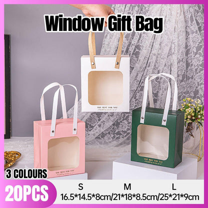20pcs Translucent Gift Bags Packaging Tote Birthday Party Favors Candy Bags - Beige-M Size
