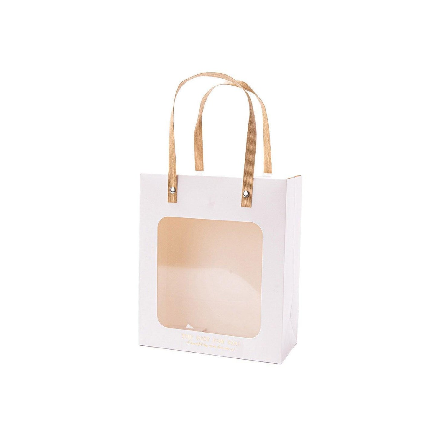 20pcs Translucent Gift Bags Packaging Tote Birthday Party Favors Candy Bags - Beige-M Size