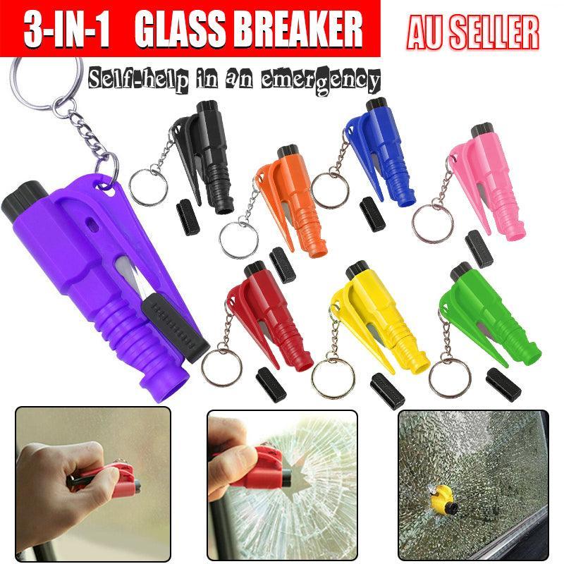3 In 1 Car Window Glass Breaker Emergency Escape Tool with Cutter - Pink