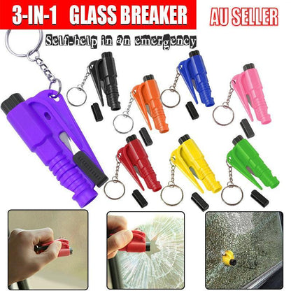 3 In 1 Car Window Glass Breaker Emergency Escape Tool with Cutter - Yellow