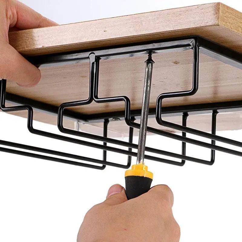 8/7/6/5/4/3 Slots Wine Glass Rack Holder Hanger Hanging Bar Storage Drying Rack - 8 Slots