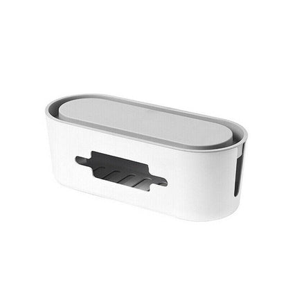 Cable Power Management Storage Box Socket Wire Tidy Organiser Hide Case - White