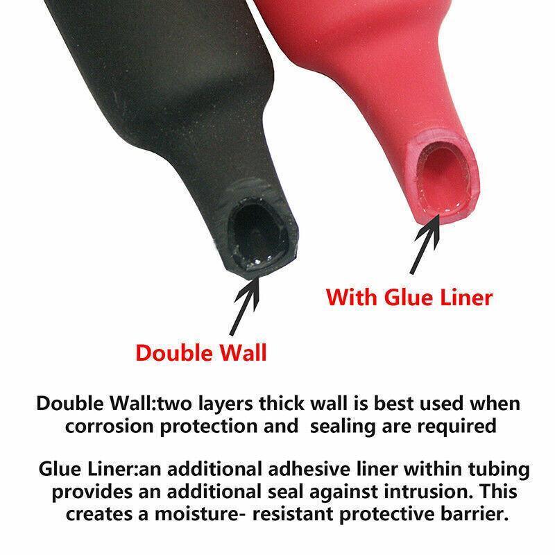 Grade Marine Heat Shrink Tubing 3:1 Wire Sleeve Glue Inside Fast Wrap Insulation Black - 9.5mm*1M