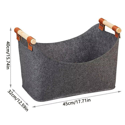 Felt Firewood Storage Basket Tote Bag Large Felt Basket for Firewood Wood Holder