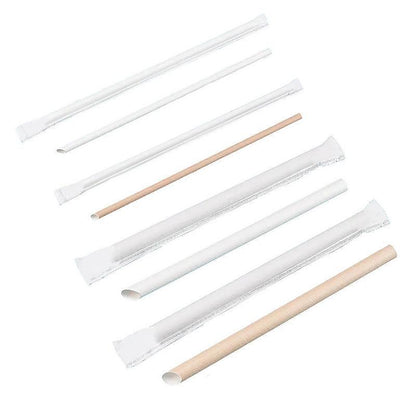 1000-2000pcs Colourful Paper Drinking Straws FOIL Metallic Party - White-6*230mm 2000PCS