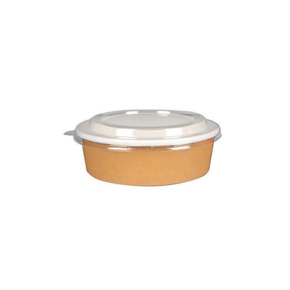 Take-Away Kraft Paper Salad Bowl Food Grade Takeout Tableware Food Bowl With Lid - 750ML