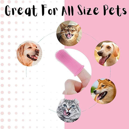 Premium Oral Care Dog Cat Toothbrush Finger Toothbrush Finger Silicone - Blue