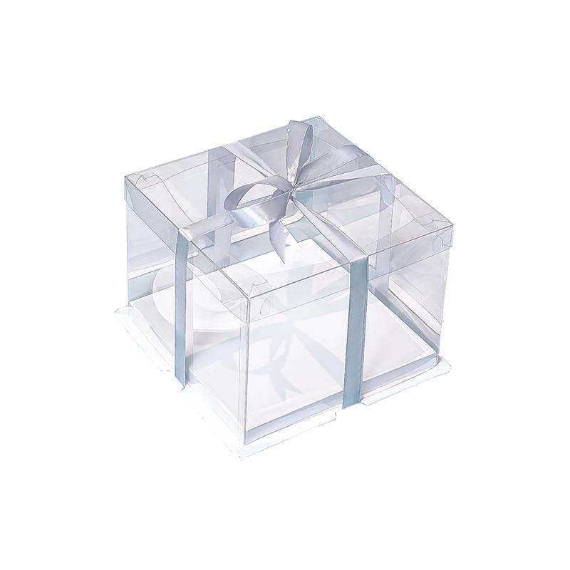 20 PCS Clear Treat Box Box Portable Cake Display Transparent Birthday Cake - 6 INCH(without ribbon)-Single