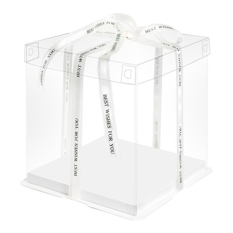 20 PCS Clear Treat Box Box Portable Cake Display Transparent Birthday Cake - 6 INCH(without ribbon)-Single