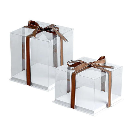 20 PCS Clear Treat Box Box Portable Cake Display Transparent Birthday Cake - 8 INCH(without ribbon)-Double