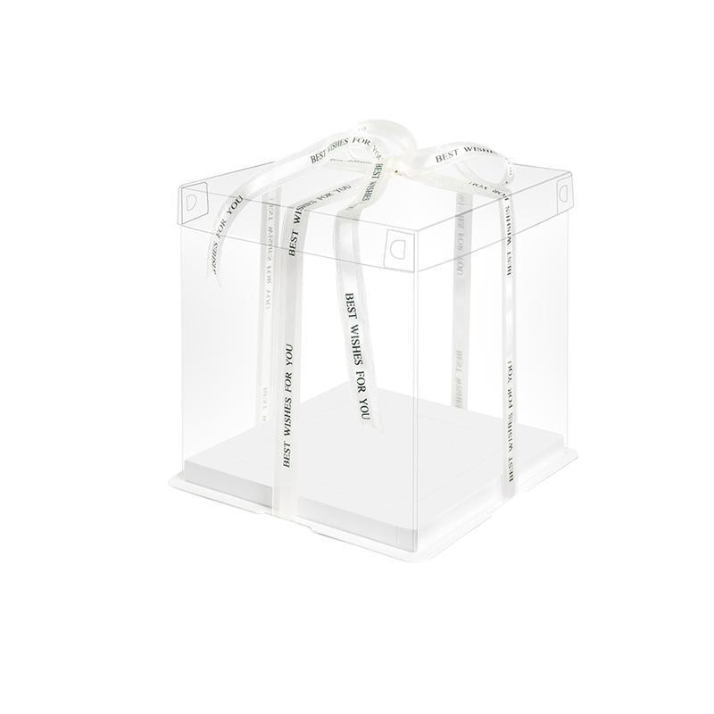 20 PCS Clear Treat Box Box Portable Cake Display Transparent Birthday Cake - 8 INCH(without ribbon)-Double