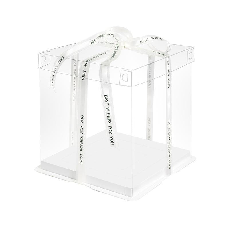 20 PCS Clear Treat Box Box Portable Cake Display Transparent Birthday Cake - 8 INCH(without ribbon)-Double