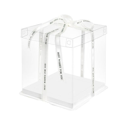 20 PCS Clear Treat Box Box Portable Cake Display Transparent Birthday Cake - 8 INCH(without ribbon)-Double
