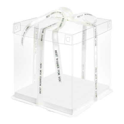 20 PCS Clear Treat Box Box Portable Cake Display Transparent Birthday Cake - 8 INCH(without ribbon)-Double