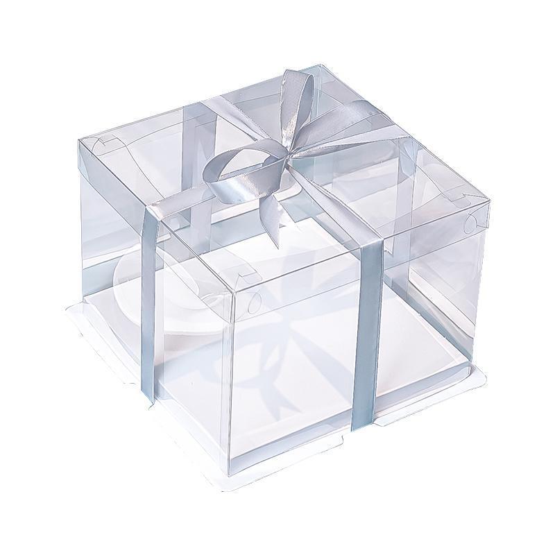 20 PCS Clear Treat Box Box Portable Cake Display Transparent Birthday Cake - 8 INCH(without ribbon)-Single