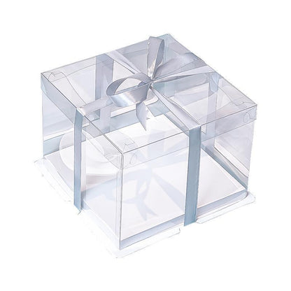 20 PCS Clear Treat Box Box Portable Cake Display Transparent Birthday Cake - 8 INCH(without ribbon)-Single