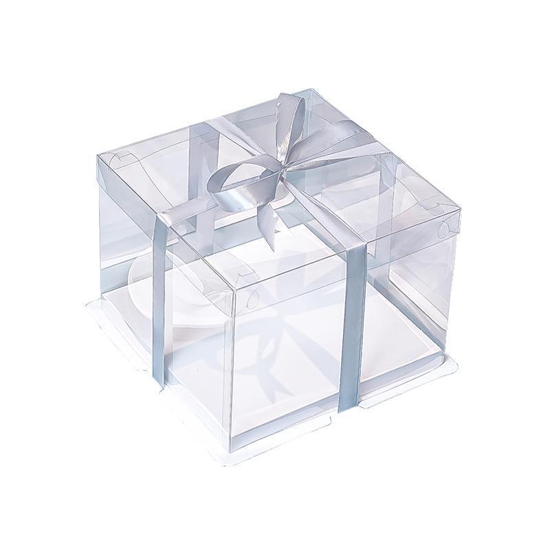 20 PCS Clear Treat Box Box Portable Cake Display Transparent Birthday Cake - 6 INCH(without ribbon)-Double