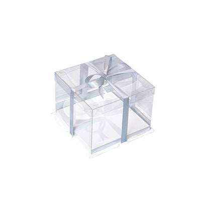 20 PCS Clear Treat Box Box Portable Cake Display Transparent Birthday Cake - 4 INCH(without ribbon)-Double