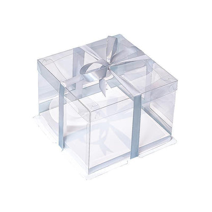 20 PCS Clear Treat Box Box Portable Cake Display Transparent Birthday Cake - 4 INCH(without ribbon)-Double