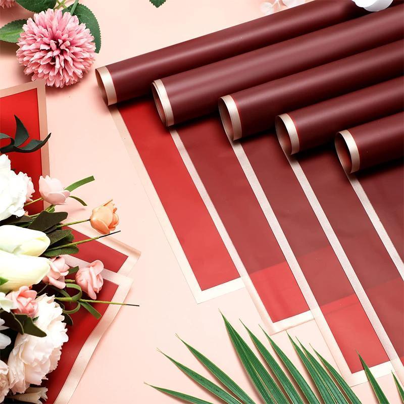 100PCS Waterproof Flower Gift Wrapping Paper Florist Bouquet Craft Packaging - Pink