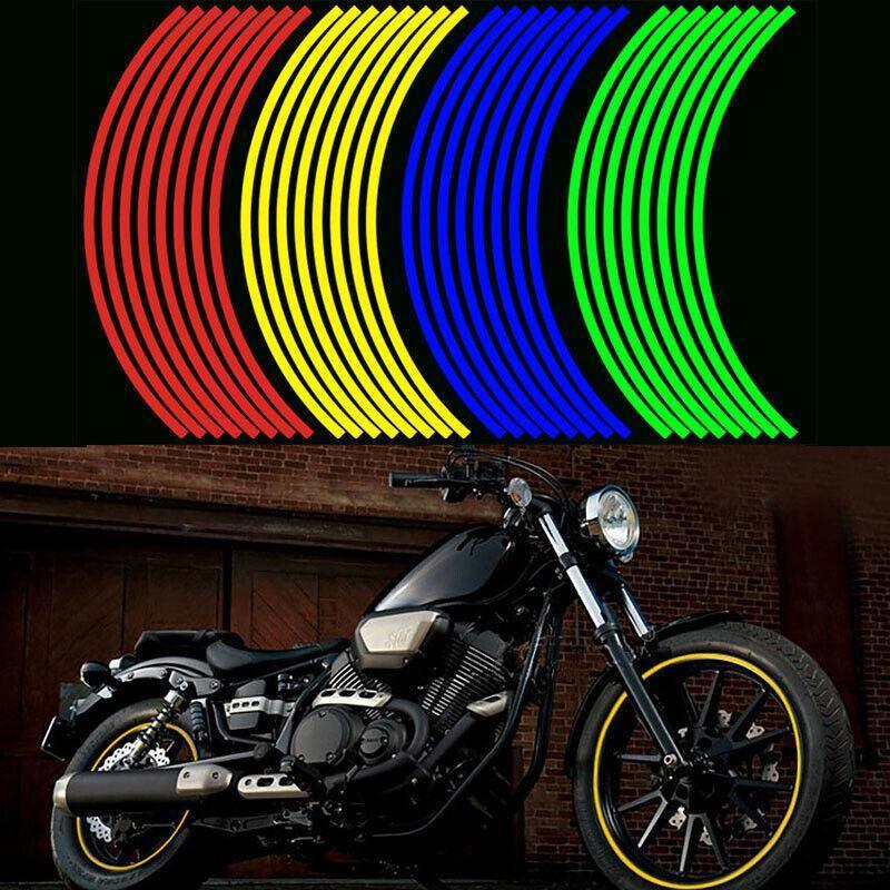 18inch Reflective Rim Tape Wheel Stripe Decal Trim Sticker For Car Motorcycle - Reflecstive 7-Colour