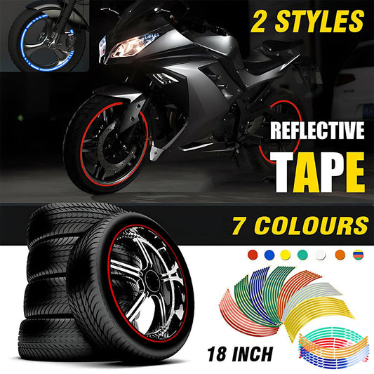 18inch Reflective Rim Tape Wheel Stripe Decal Trim Sticker For Car Motorcycle - Break-Reflective Red