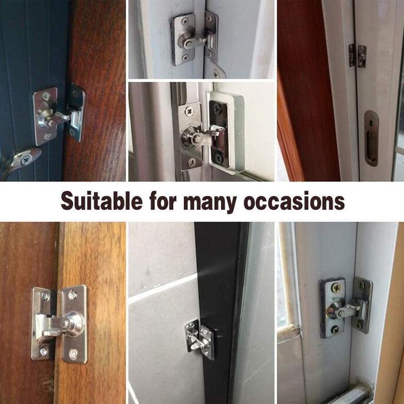 90 Degree Sliding Door Lock Hasp - Stainless Steel Corner Latch - Black-2PCS