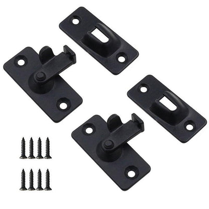 90 Degree Sliding Door Lock Hasp - Stainless Steel Corner Latch - Silver-2PCS