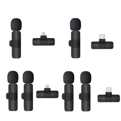 Wireless Lavalier Microphone Mini Mic For Android iPhone iPad Vlog Live Stream - Lightning (Two Microphones)