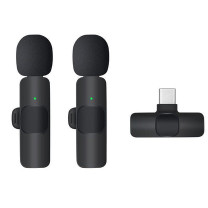 Wireless Lavalier Microphone Mini Mic For Android iPhone iPad Vlog Live Stream - Lightning (Two Microphones)