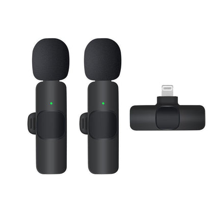 Wireless Lavalier Microphone Mini Mic For Android iPhone iPad Vlog Live Stream - Lightning (Two Microphones)