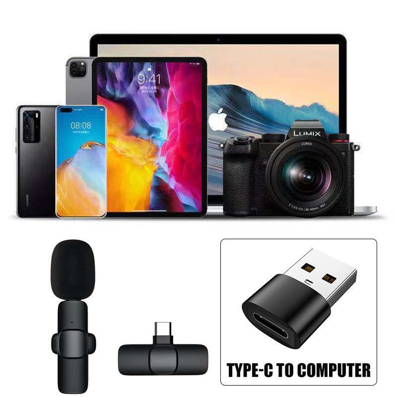 Wireless Lavalier Microphone Mini Mic For Android iPhone iPad Vlog Live Stream - Type-C For Android (One Microphone)