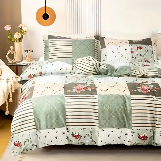 Dreamfields - Emerald Plaid Quilt Cover Set - (2pcs, Single Size)
