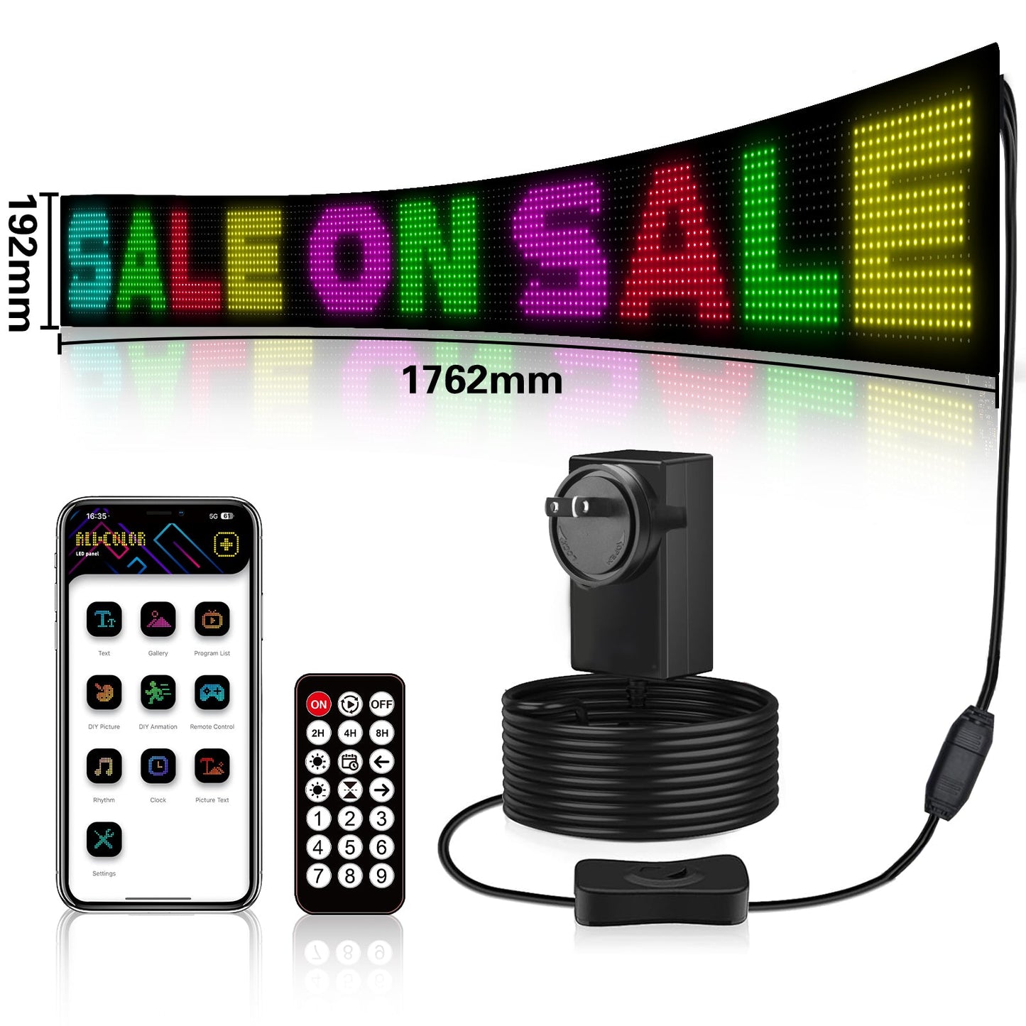 Programmable LED Matrix Panel Flexible Screen IP65 with APP Control 192*1762mm