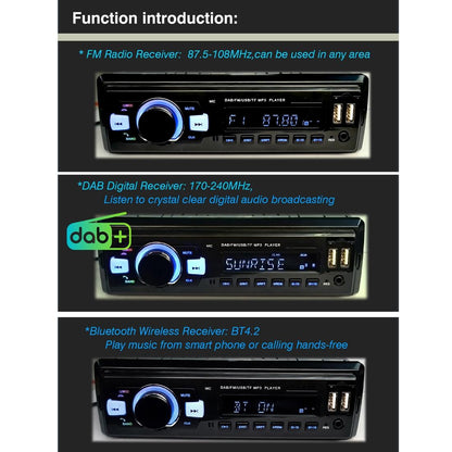 1-Din Car Dab Radio Player - Bluetooth Fm U Disk Mp3 Tf Card