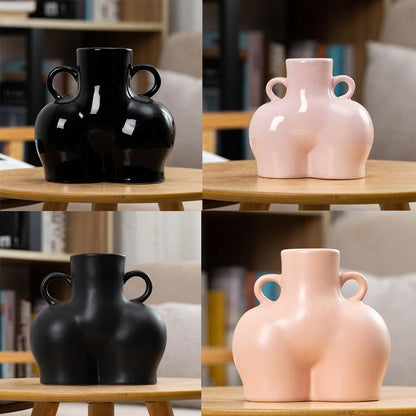 Small Bright Pink Ceramic Flower Vase for Home Decor