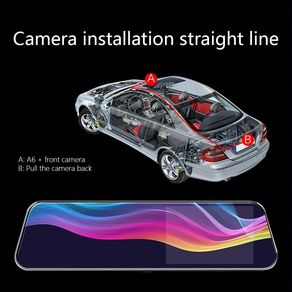 Hd Dual Record Lens Car Rear View Mirror with 5 Screen - A6 Driving Recorder