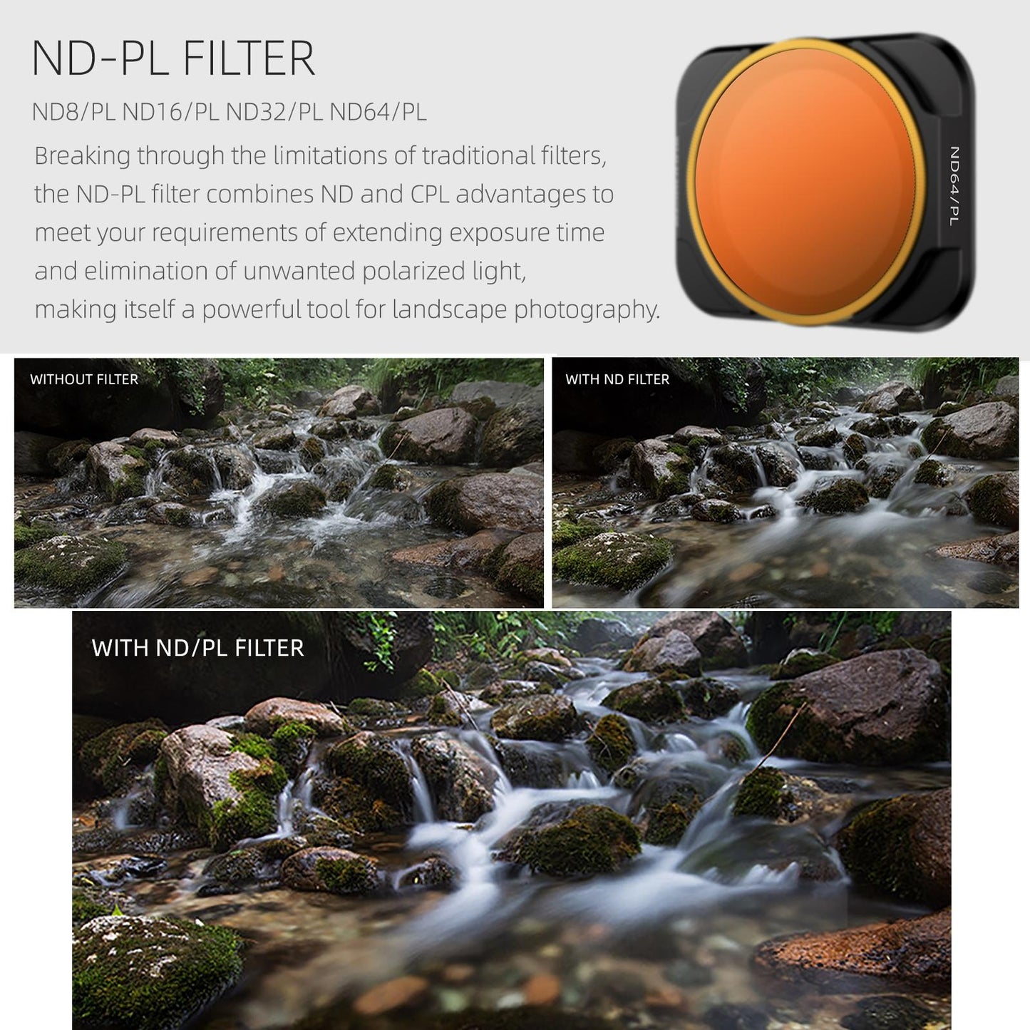 4-in-1 Nd Lens Filters for Dji Air 2s - Nd8pl Nd16pl Nd32pl Nd64pl