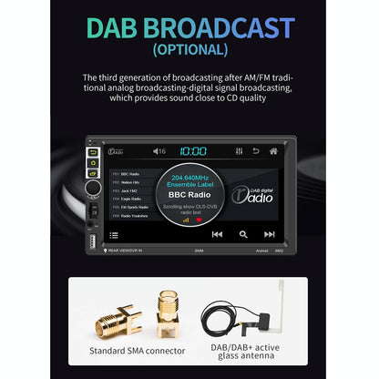 7 Inch Car Android Player Gps Navigation Bluetooth Fm Radio Carplay Mirror Link Wifi Steering Wheel Control
