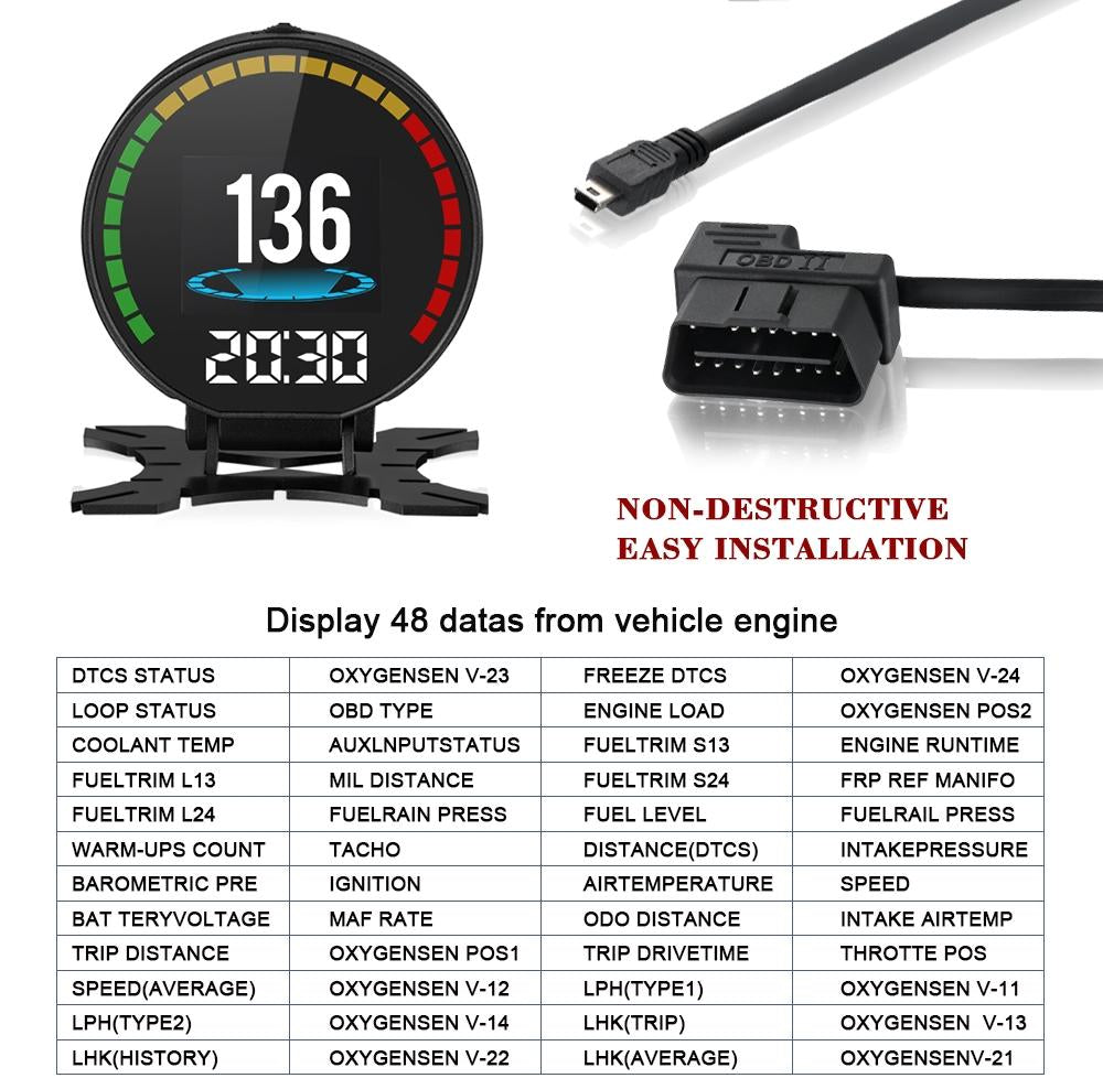 Car Hud Head Up Display Water Temp Speed Voltage