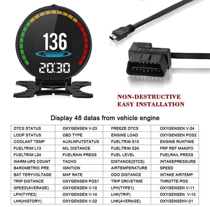 Car Hud Head Up Display Water Temp Speed Voltage