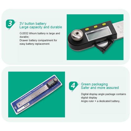 2-in-1 Digital Angle Finder Protractor - 300mm Goniometer Ruler