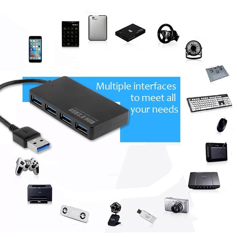 4-Port Usb 3.0 Hub Portable High-Speed Led Hot-Swap