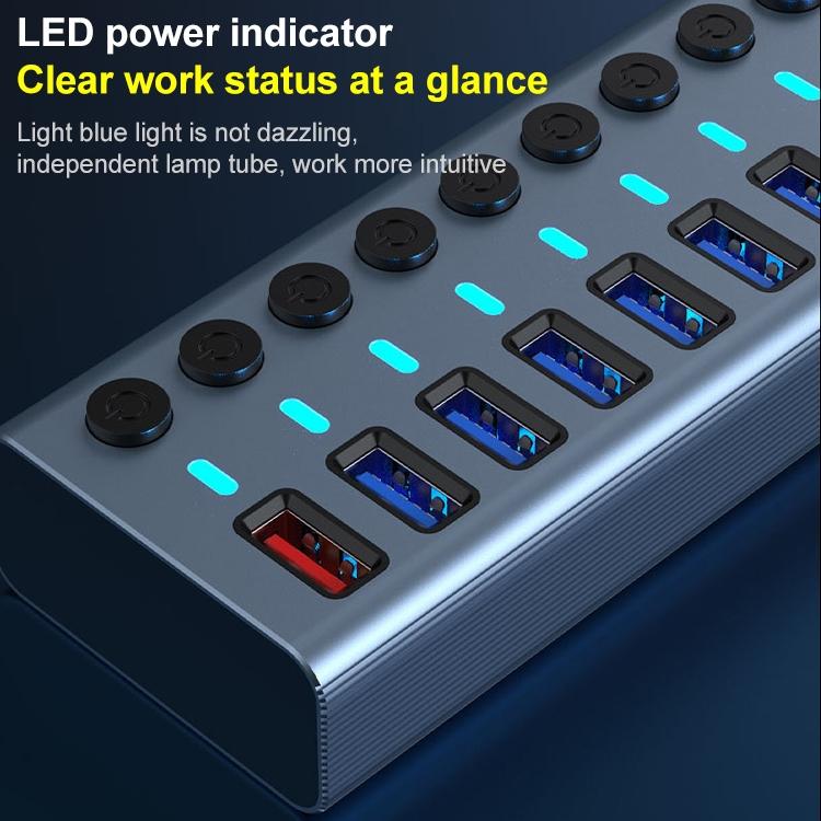 11-In-1 Usb 3.0 Hub With Switch & Power Supply