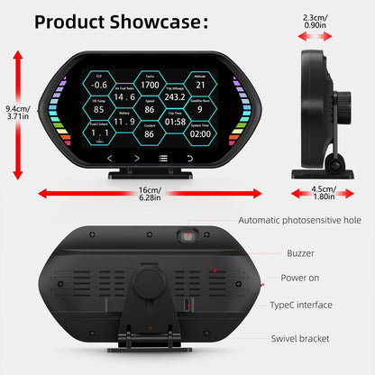 4.5 Inch Hd Obd Lcd Car Gps Slope Meter Hud Display