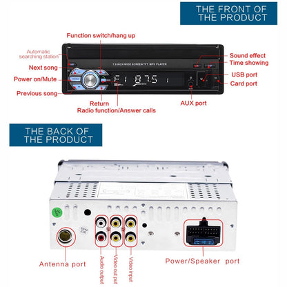 7 Inch Car Mp5 Player - Bluetooth Hands-Free Reverse