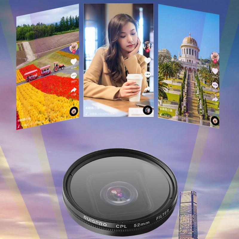 52mm Lens Filter Kit for Gopro Hero 7 / 6 / 5 with Adapter and Cap