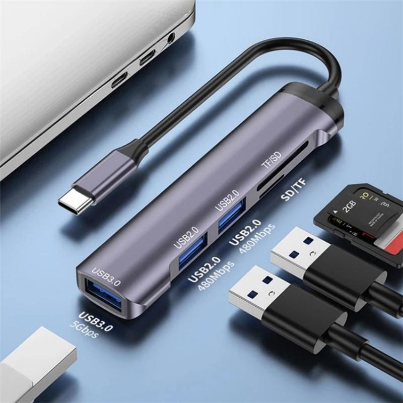Type-C Usb Hub With Usb2.0X2 Usb3.0 And Tf / Sd Card Slots